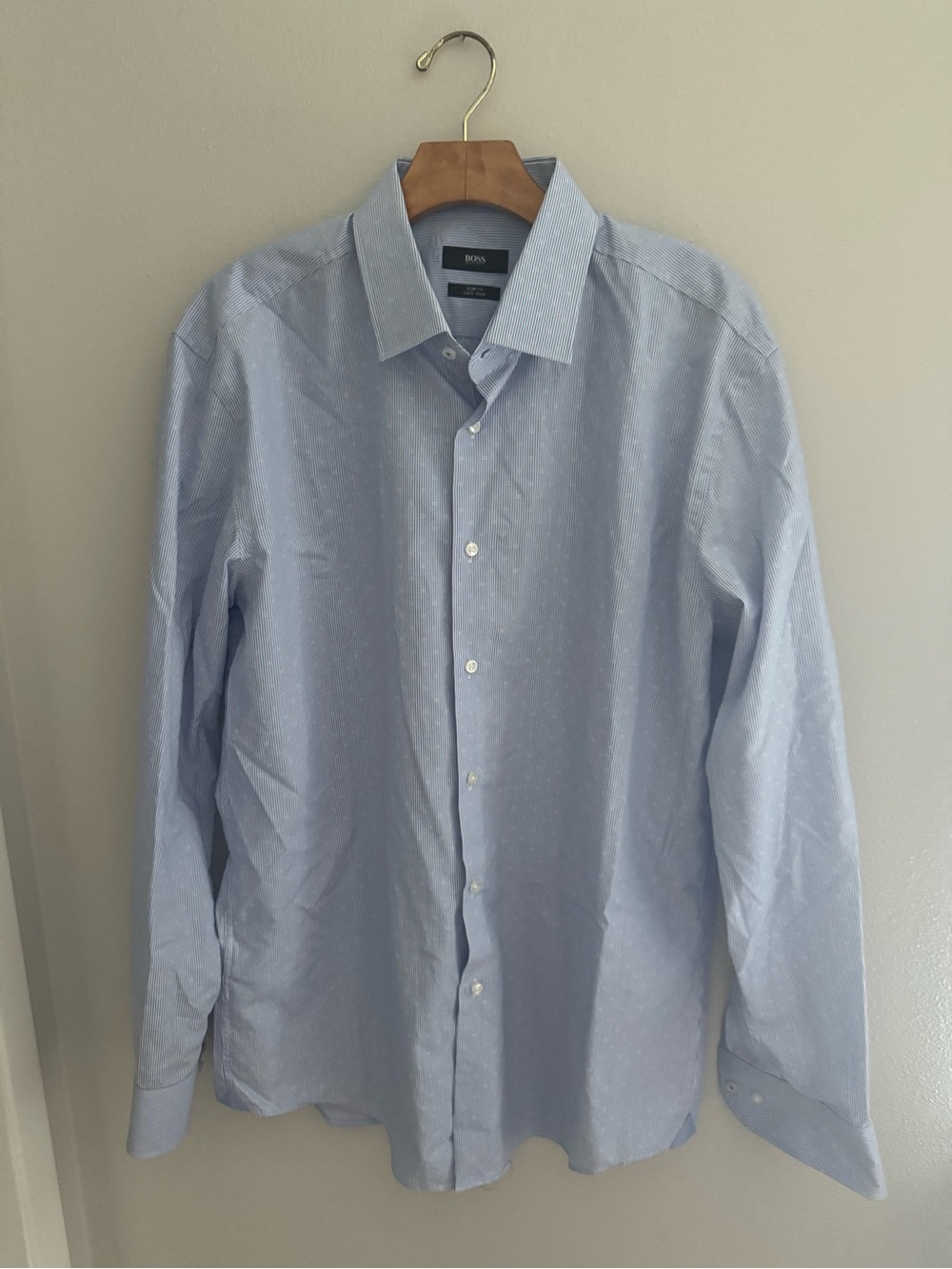✨SUMMER SALE ✨ BOSS Men's Light Blue Patterned Dress Shirt